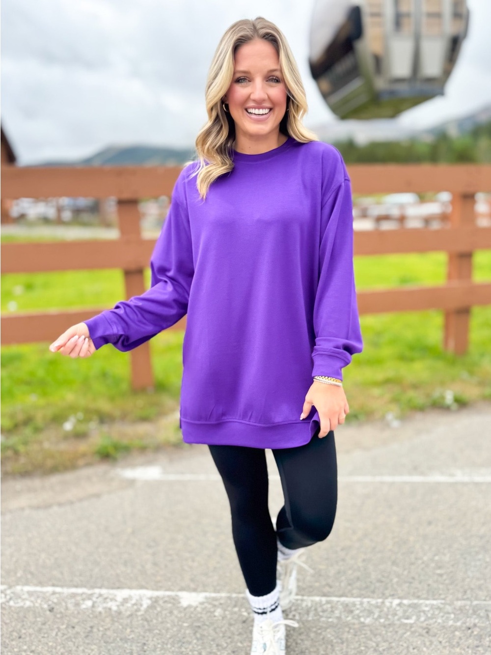 SSYS The Label Lilly Air Oversized Sweatshirt Purple Size S - Picture 2 of 7
